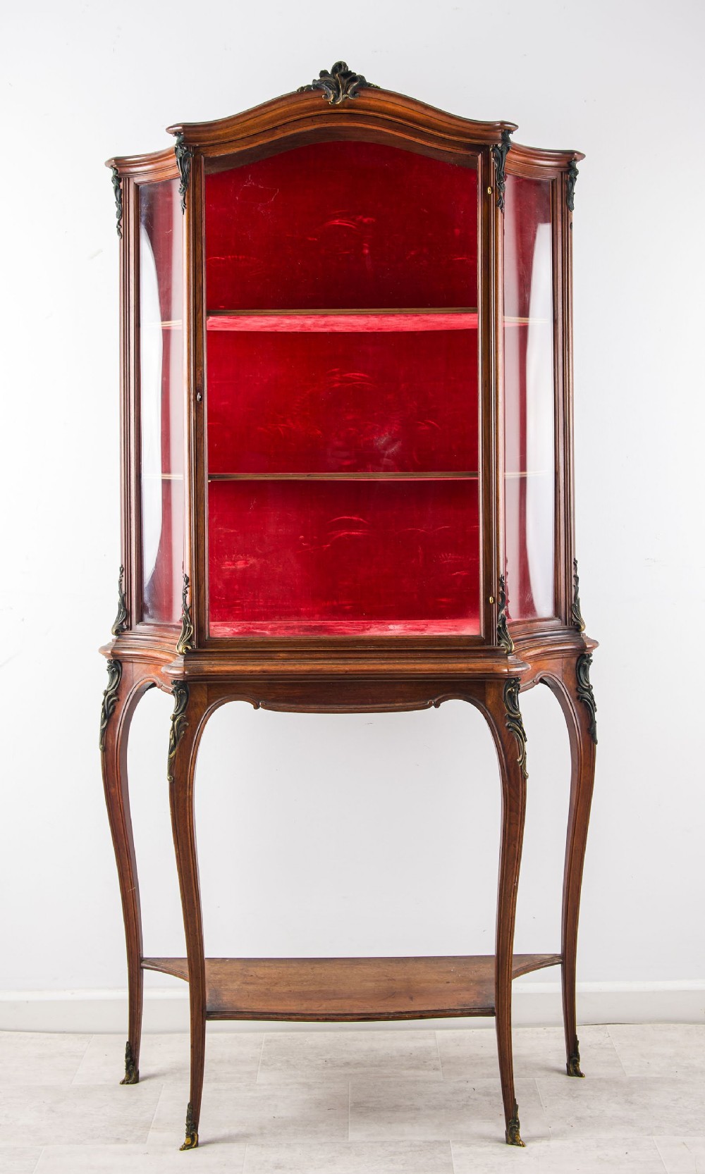 Antique Mahogany Display Cabinet with Ormolu Mounts By C. Mellier & Co London