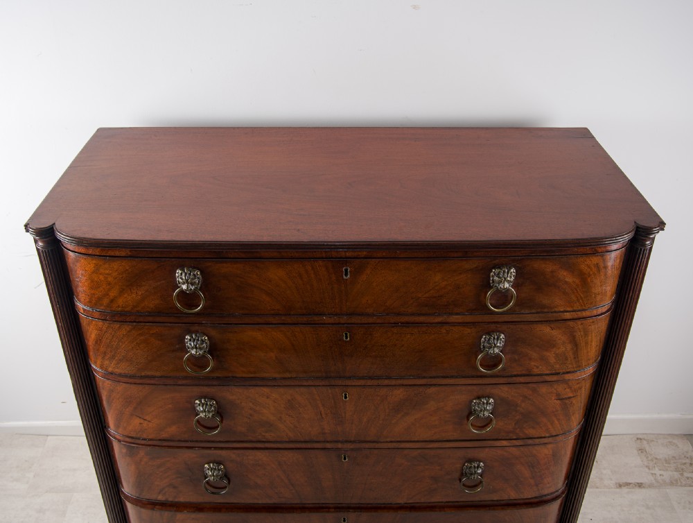 Antique Georgian Mahogany Bow Front Chest With lion Mask Handles View VI