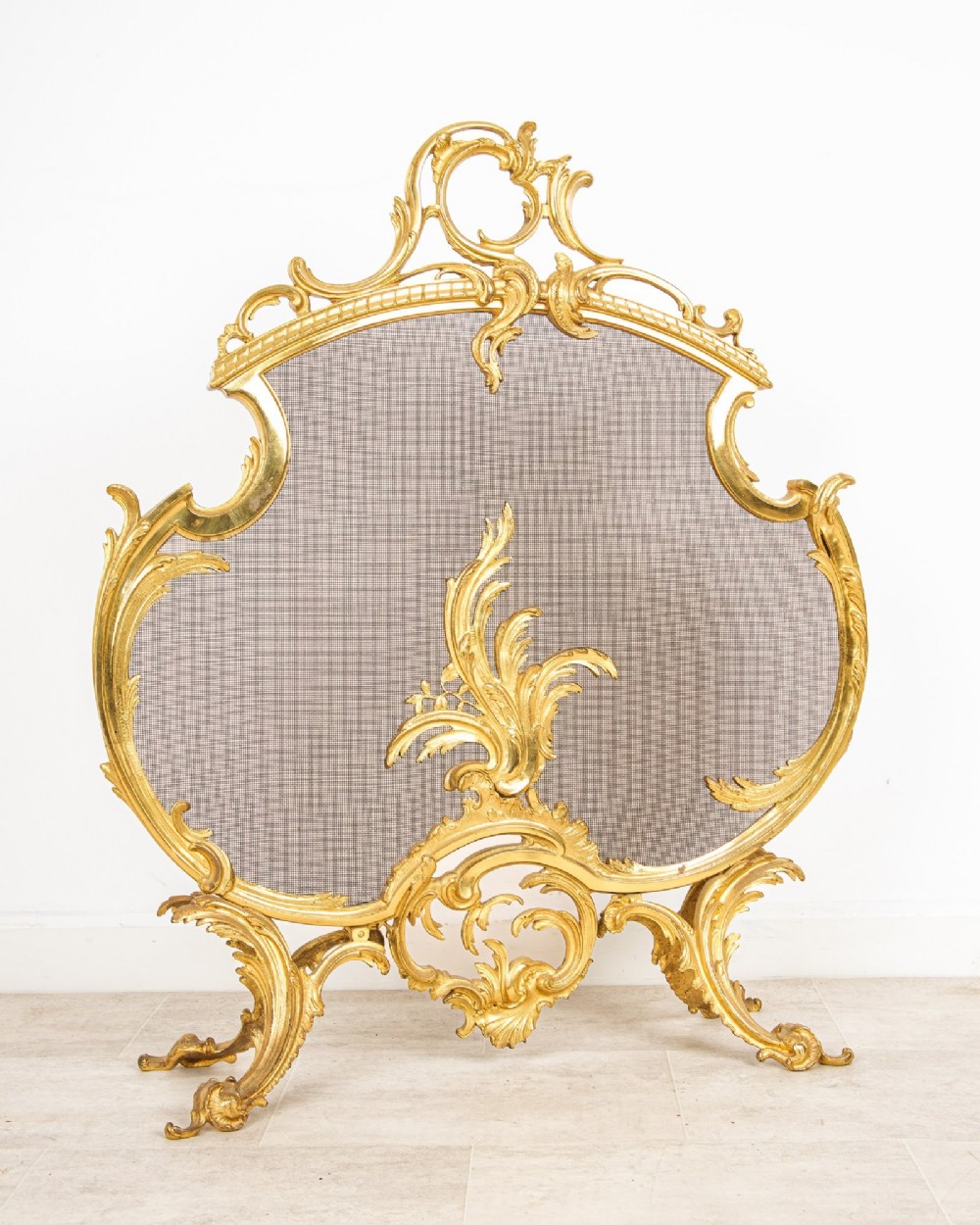 Antique French Decorative Rococo Ormolu Fire Screen c.1880