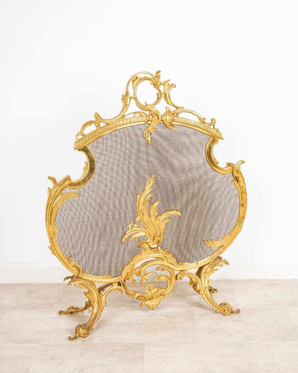 Antique French Decorative Rococo Ormolu Fire Screen c.1880 View II