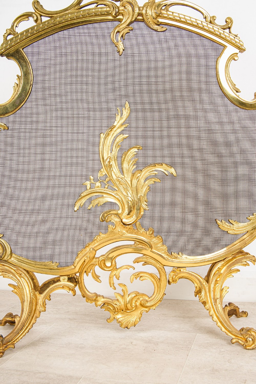 Antique French Decorative Rococo Ormolu Fire Screen c.1880 View III