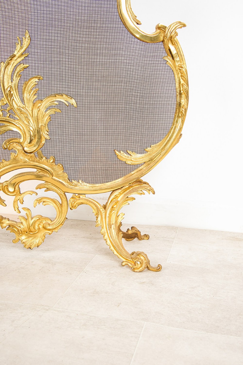 Antique French Decorative Rococo Ormolu Fire Screen c.1880 View IV