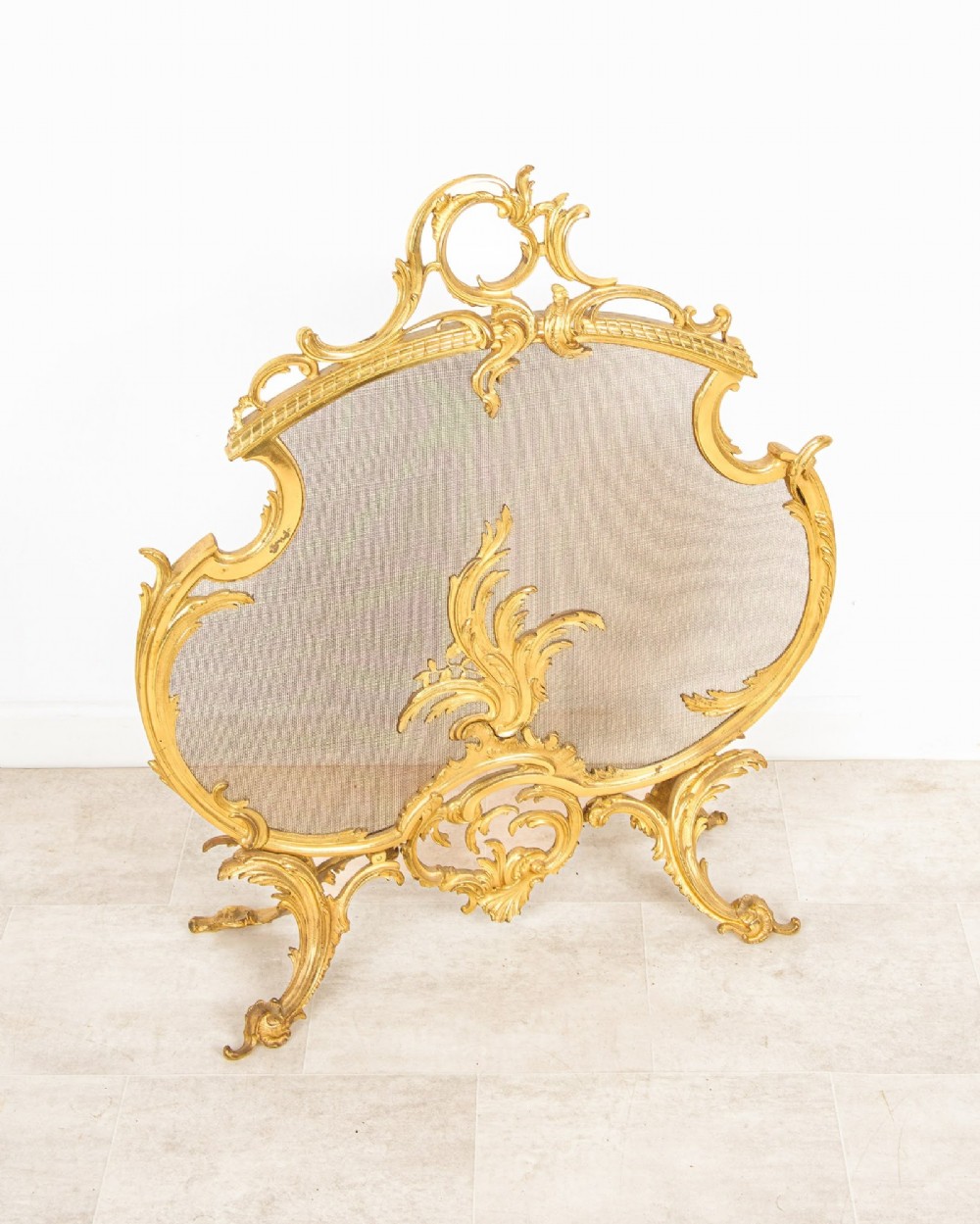 Antique French Decorative Rococo Ormolu Fire Screen c.1880 View V