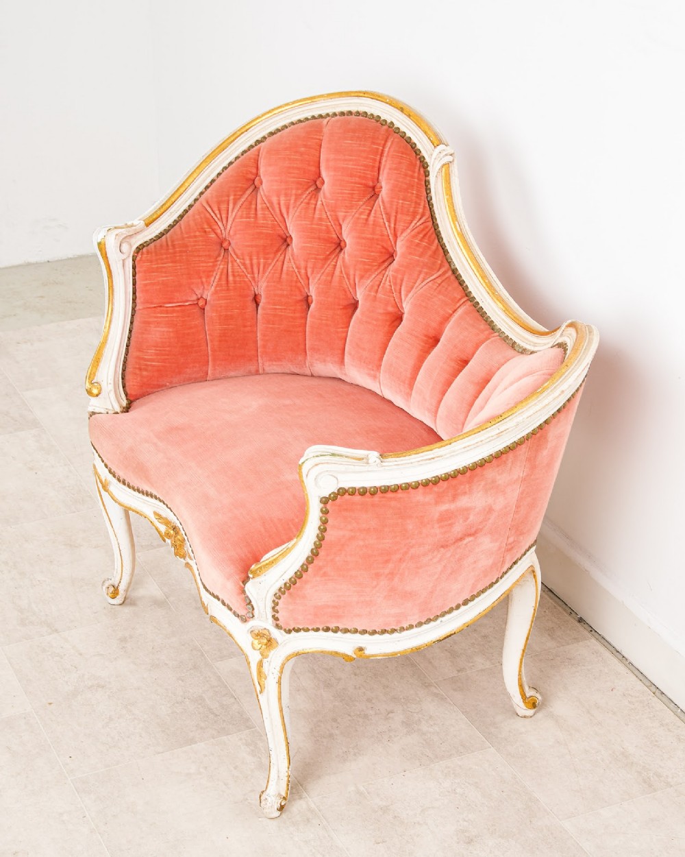 Antique French Painted Giltwood Boudoir Chair Sofa, circa 1910 View III