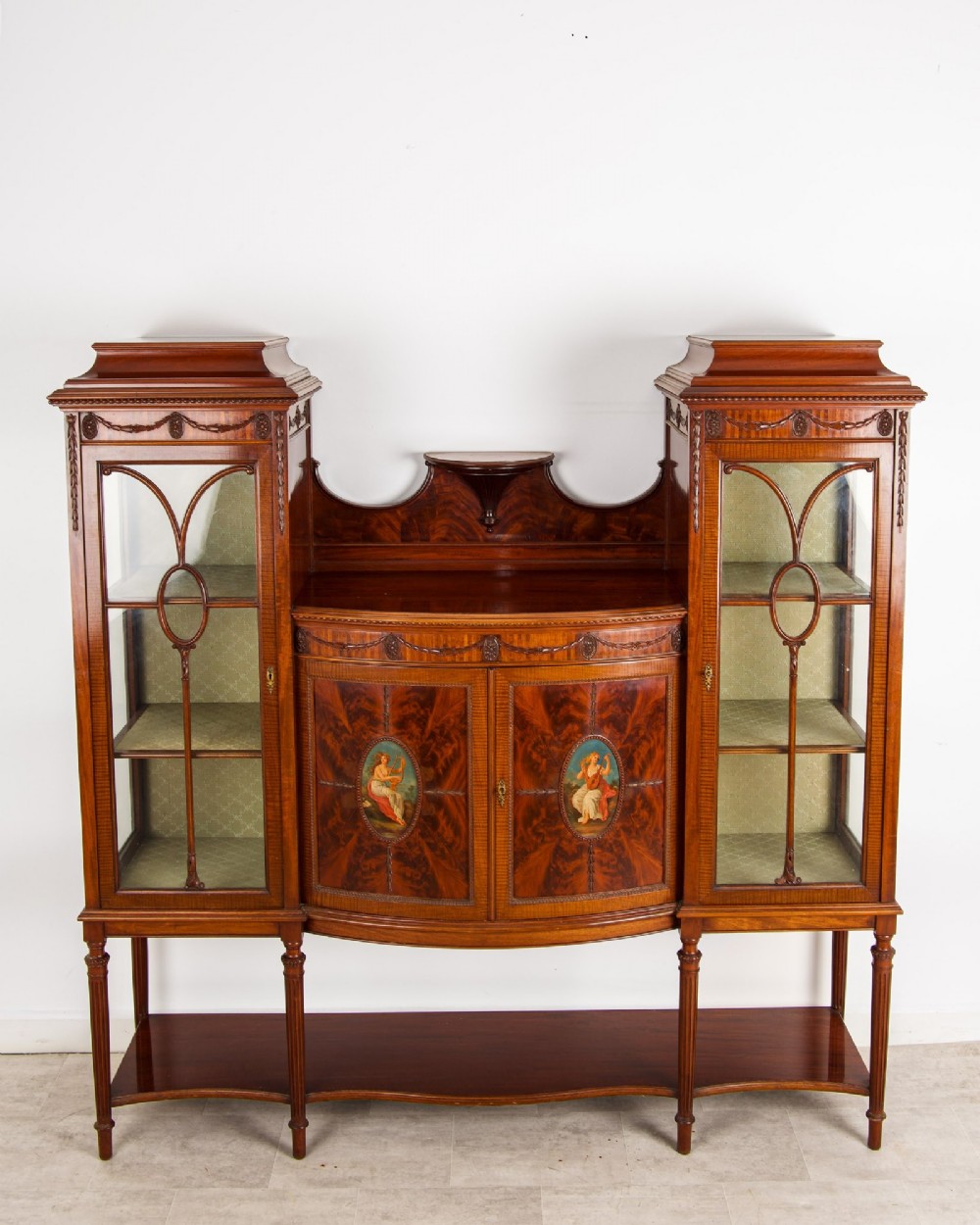 Antique Edwardian Flamed Mahogany Display Cabinet Bookcase by T. Inglesant & Sons Leicester View II