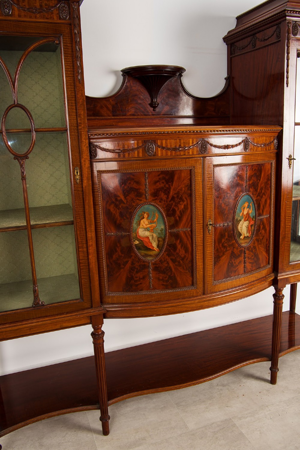 Antique Edwardian Flamed Mahogany Display Cabinet Bookcase by T. Inglesant & Sons Leicester View IV
