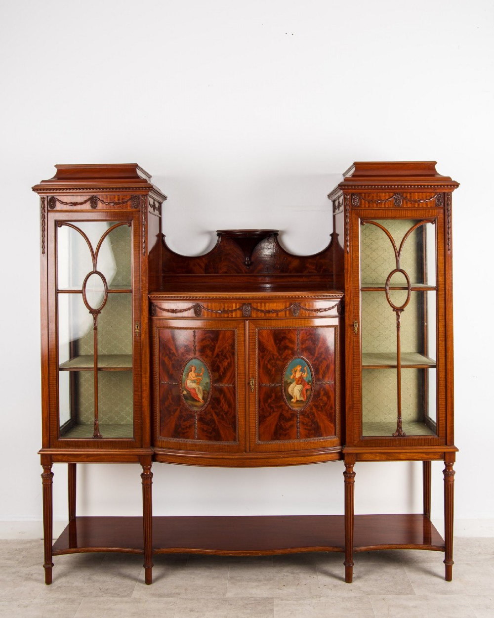 Antique Edwardian Flamed Mahogany Display Cabinet Bookcase by T. Inglesant & Sons Leicester