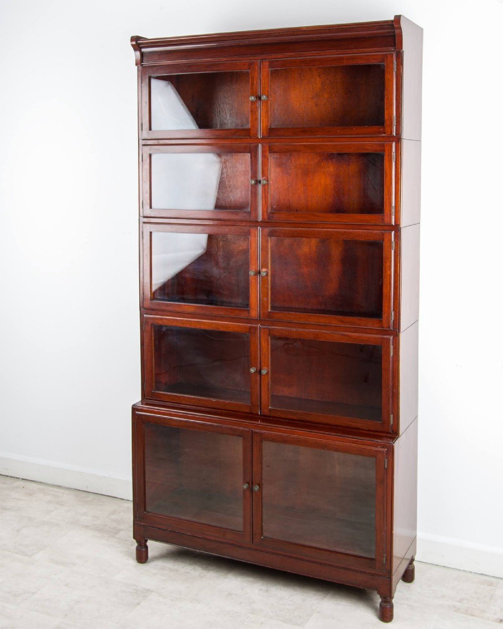 Antique Minty Of Oxford Mahogany Stacking Bookcase With Glazed Doors View II