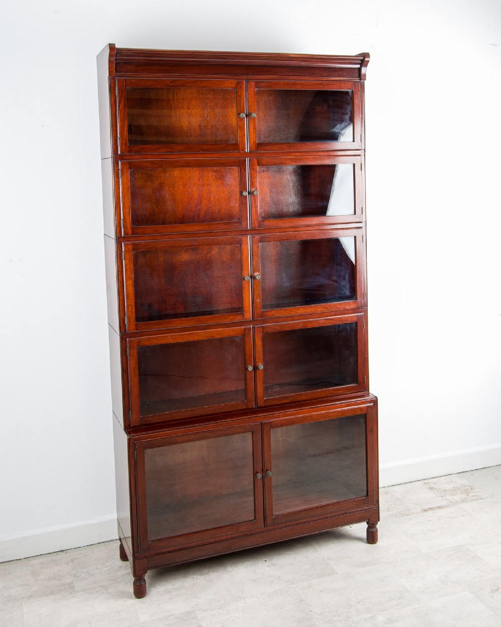 Antique Minty Of Oxford Mahogany Stacking Bookcase With Glazed Doors View III