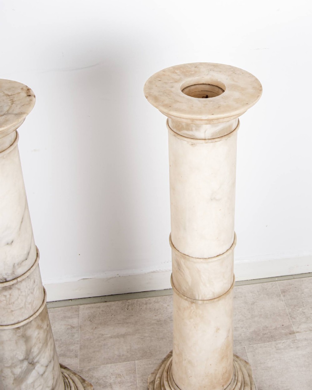 Pair Of Antique Alabaster Pedestal Columns Display Stands View IV