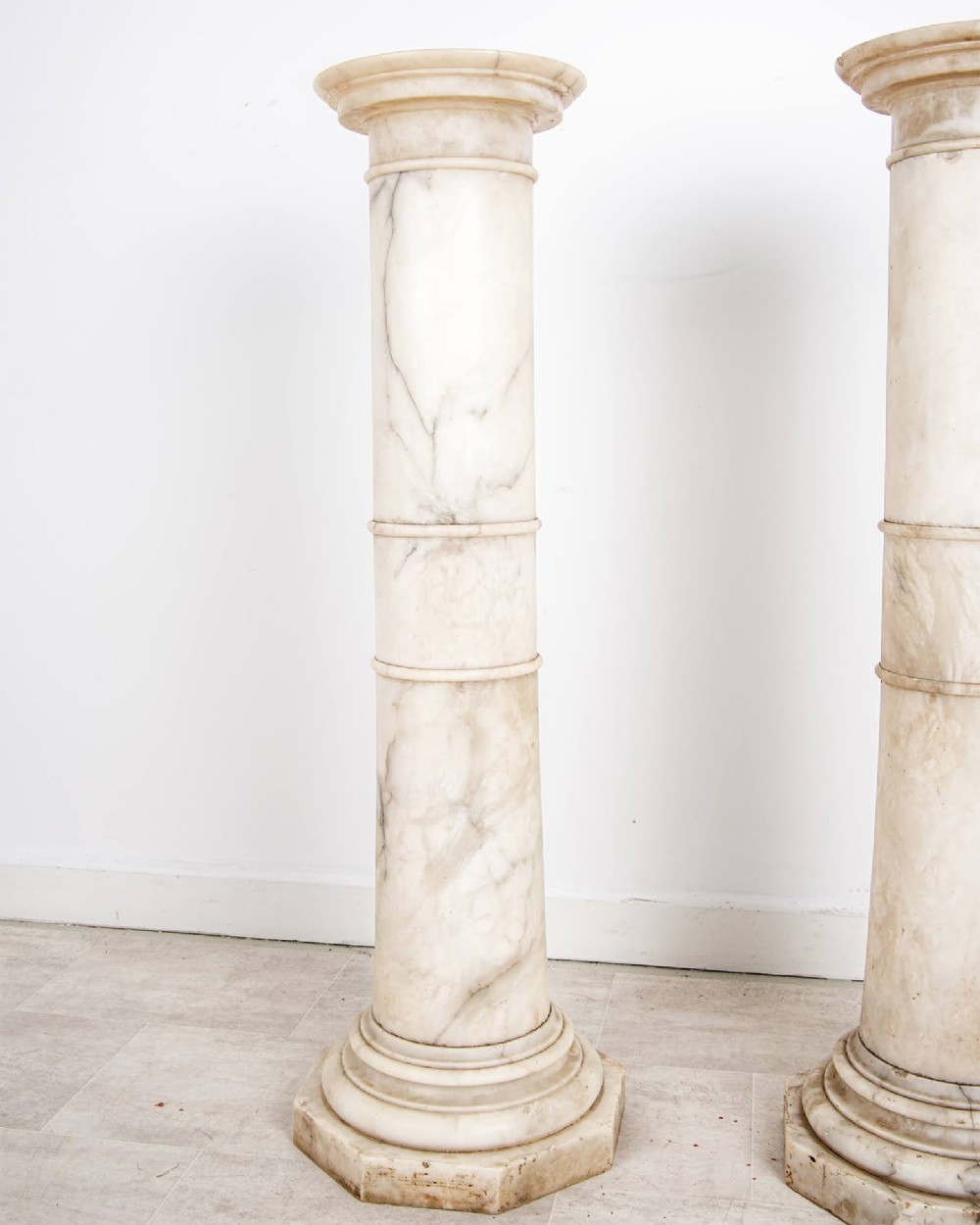 Pair Of Antique Alabaster Pedestal Columns Display Stands View V