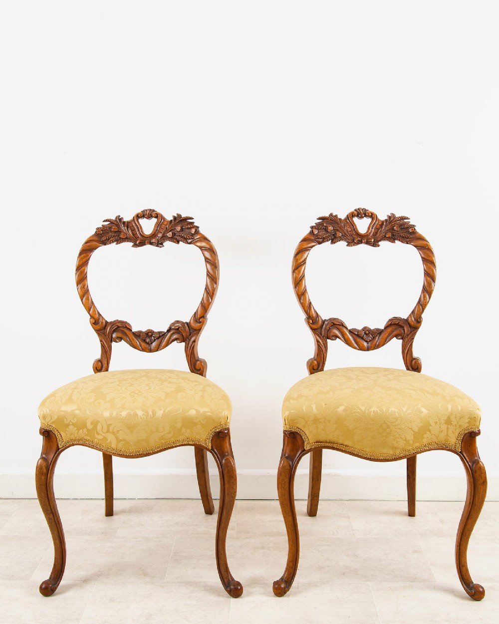 Set Of Six Antique Walnut Balloon Back Dining Chairs View III