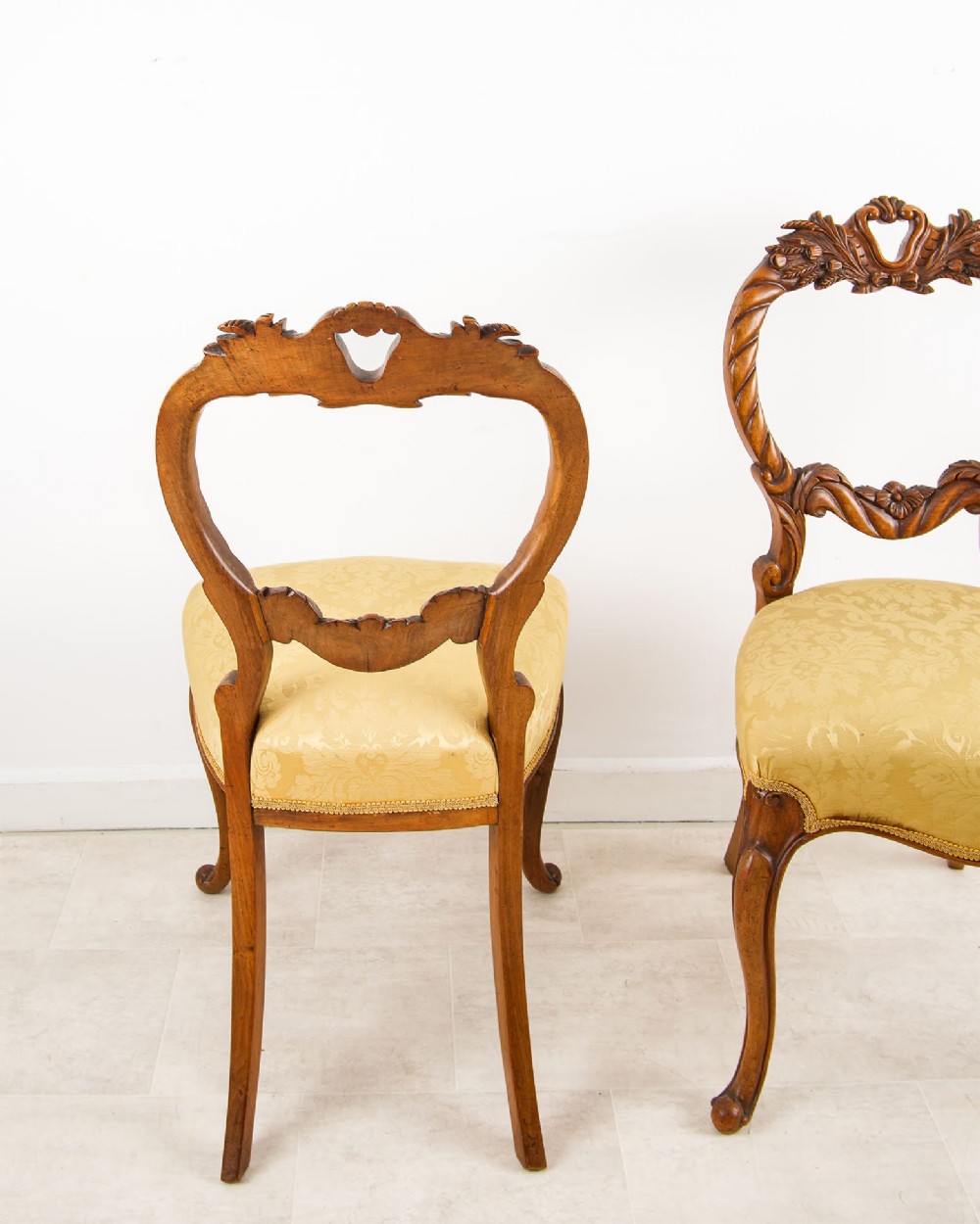 Set Of Six Antique Walnut Balloon Back Dining Chairs View V