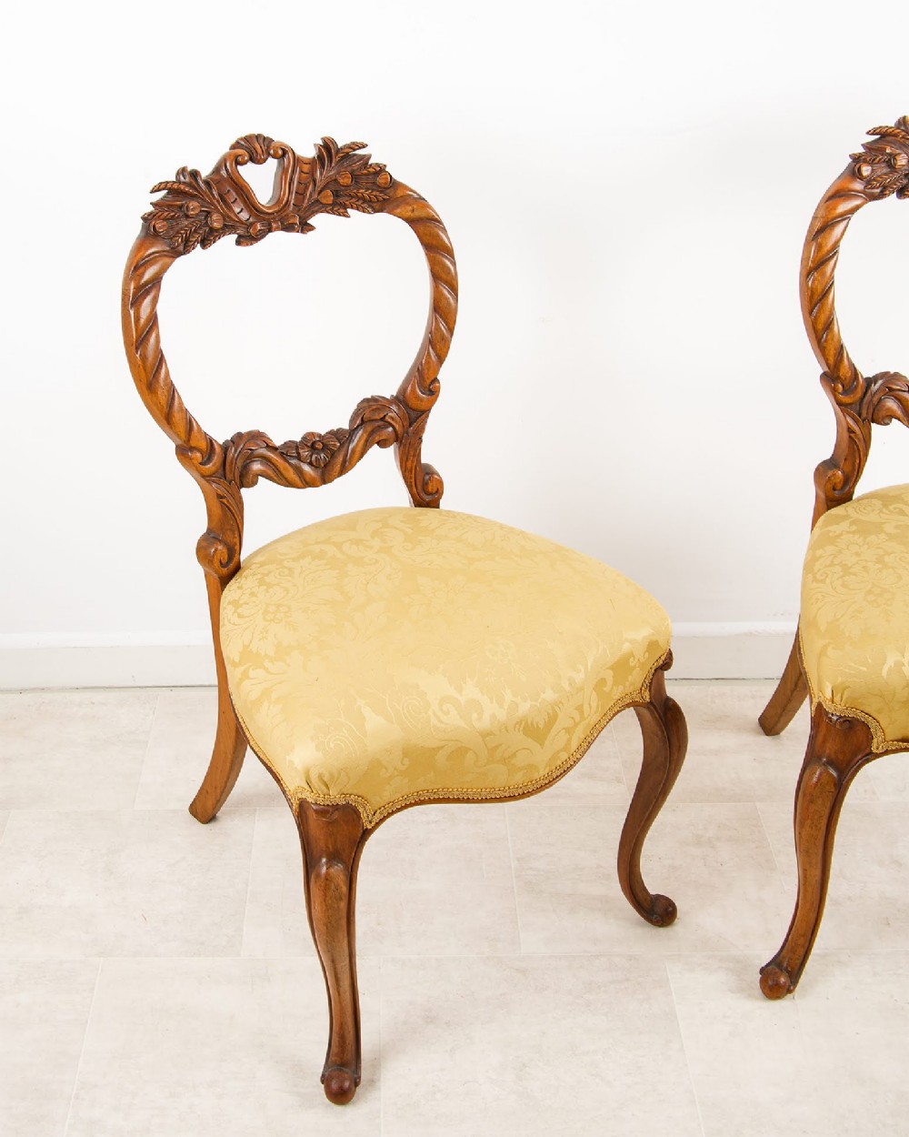 Set Of Six Antique Walnut Balloon Back Dining Chairs View VI