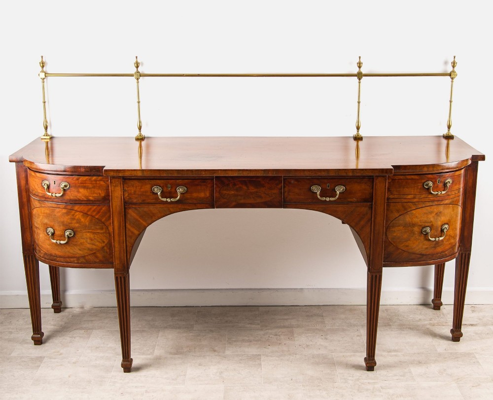 Antique Georgian Mahogany Sideboard Server With Brass Gallery Rail