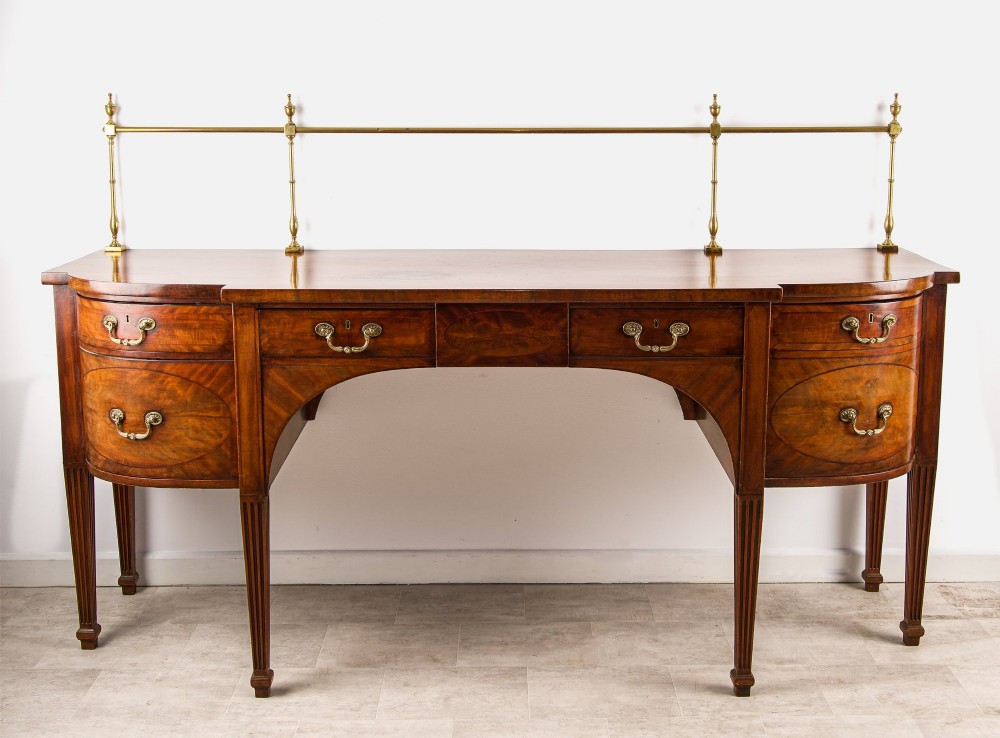 Antique Georgian Mahogany Sideboard Server With Brass Gallery Rail View III