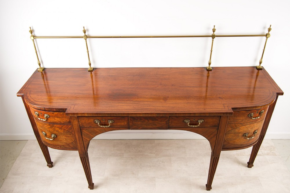 Antique Georgian Mahogany Sideboard Server With Brass Gallery Rail View IV