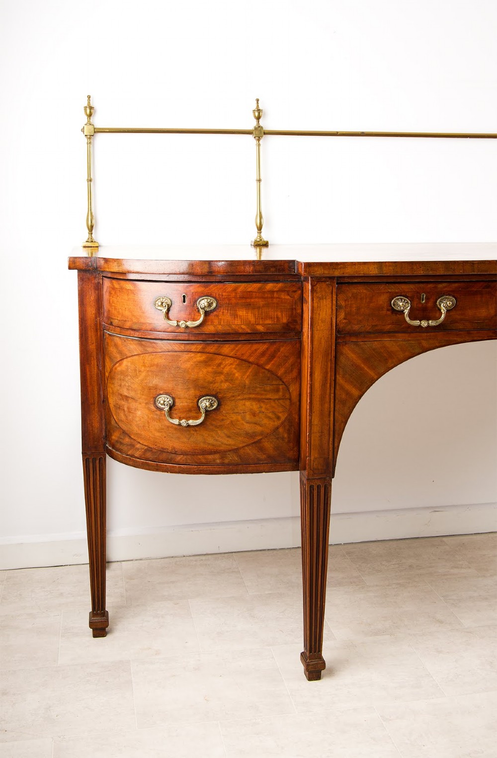 Antique Georgian Mahogany Sideboard Server With Brass Gallery Rail View V