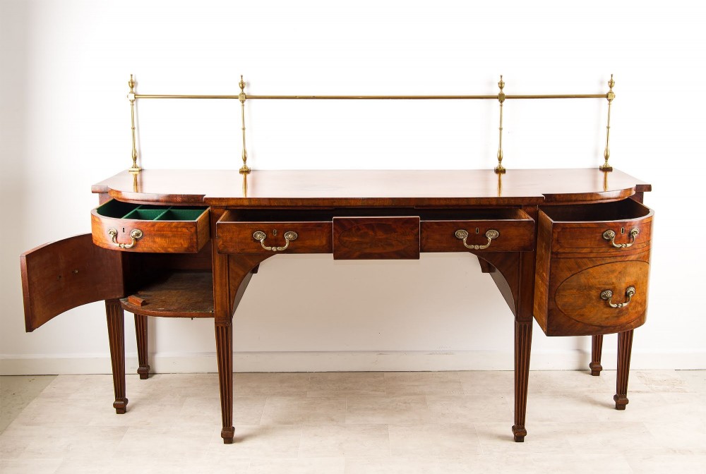 Antique Georgian Mahogany Sideboard Server With Brass Gallery Rail View VI