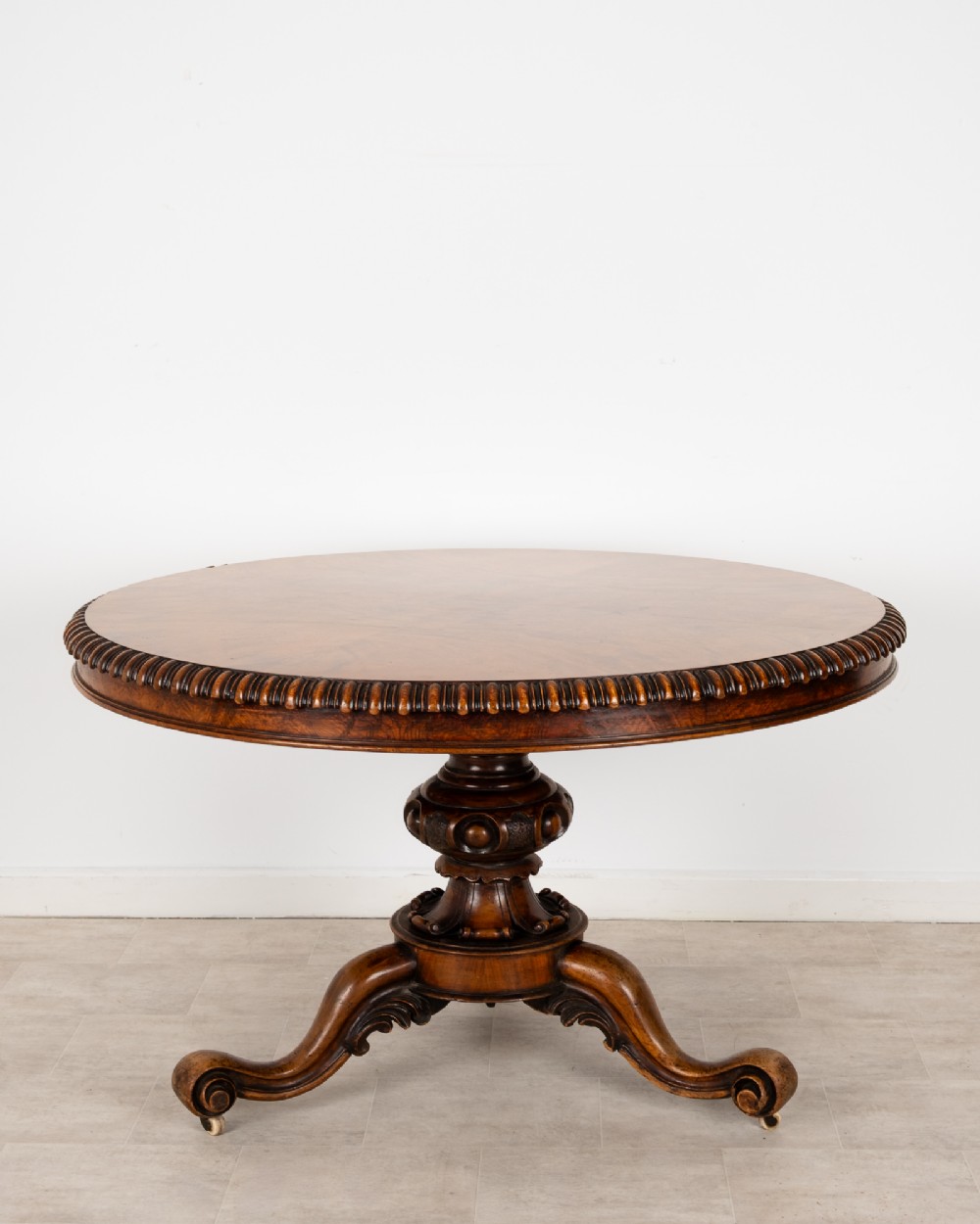 Antique Victorian Walnut Circular Centre Table On Tripod Base