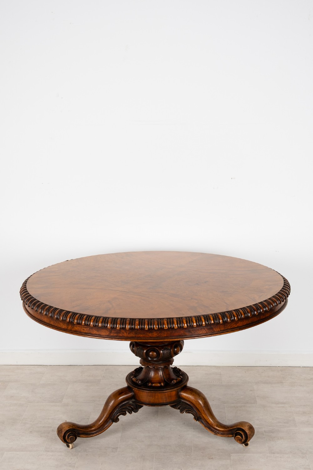 Antique Victorian Walnut Circular Centre Table On Tripod Base View II