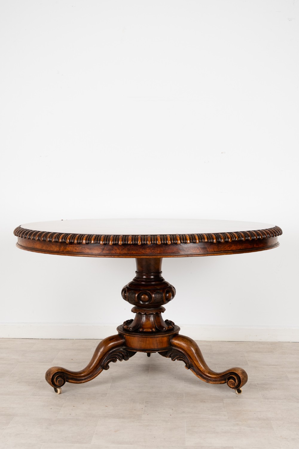 Antique Victorian Walnut Circular Centre Table On Tripod Base View III