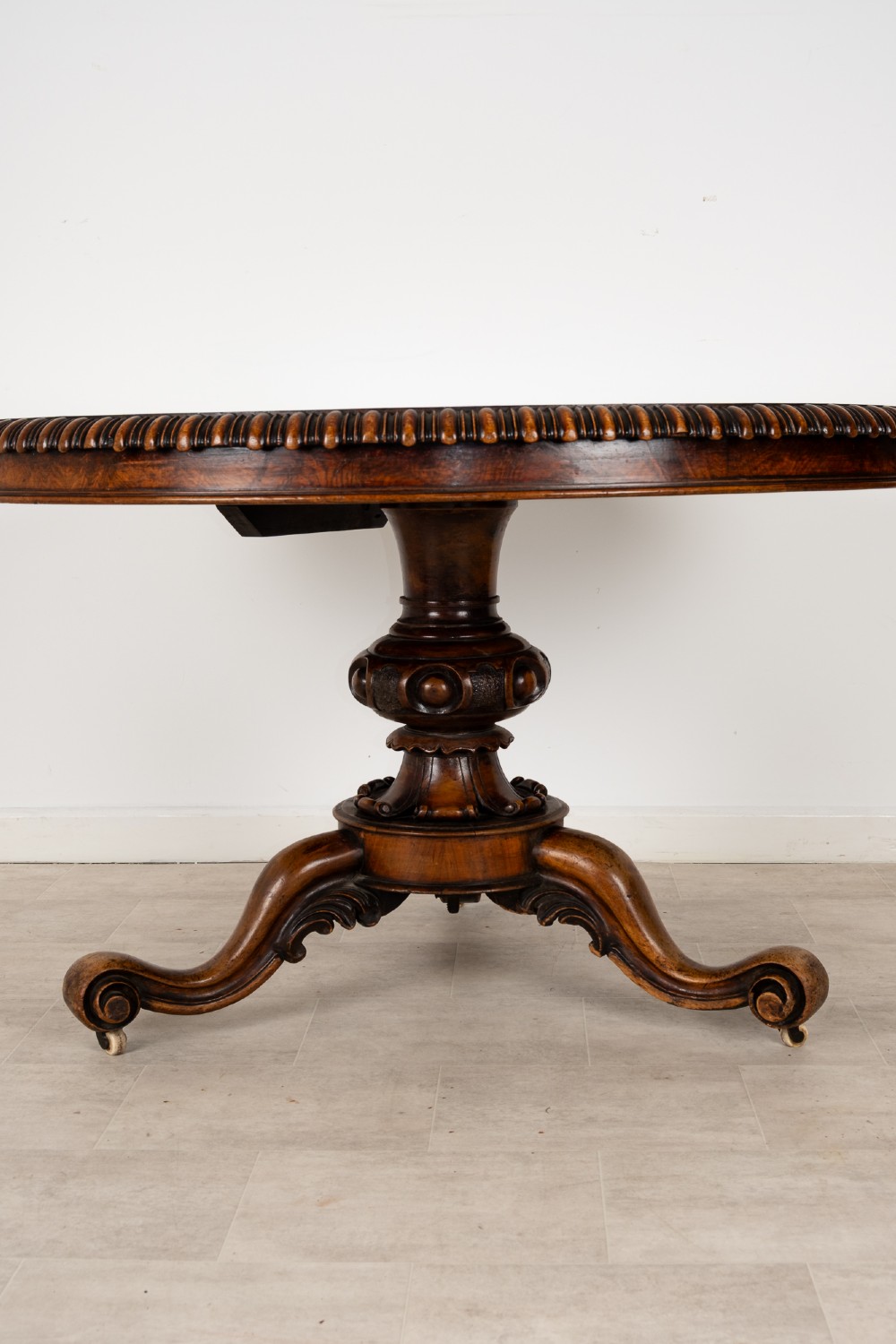 Antique Victorian Walnut Circular Centre Table On Tripod Base View IV