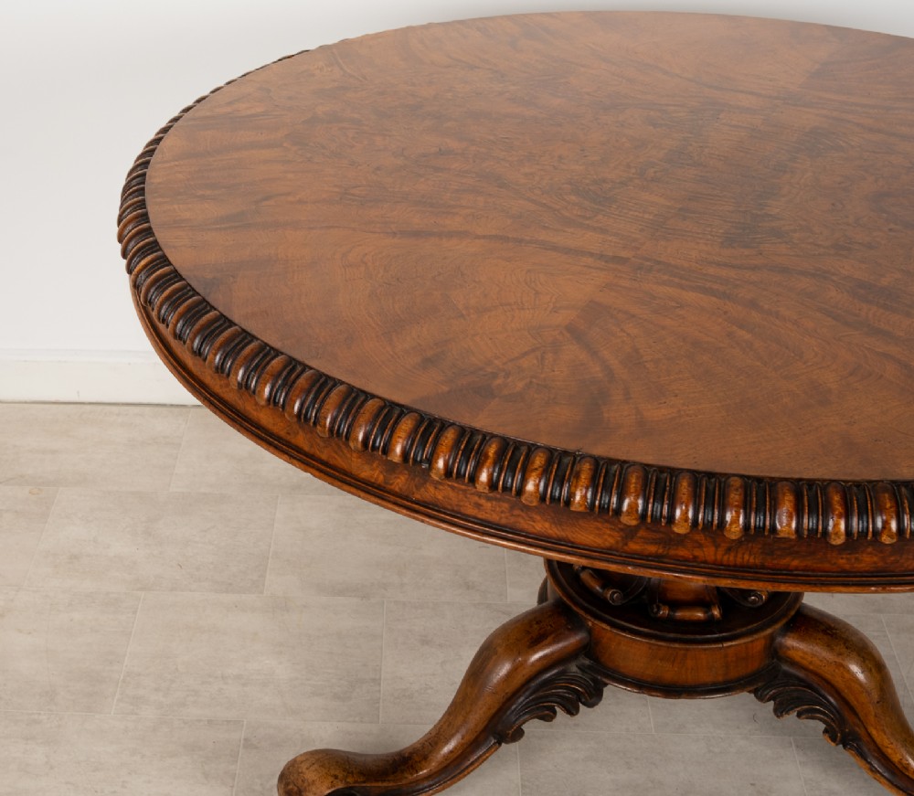 Antique Victorian Walnut Circular Centre Table On Tripod Base View V