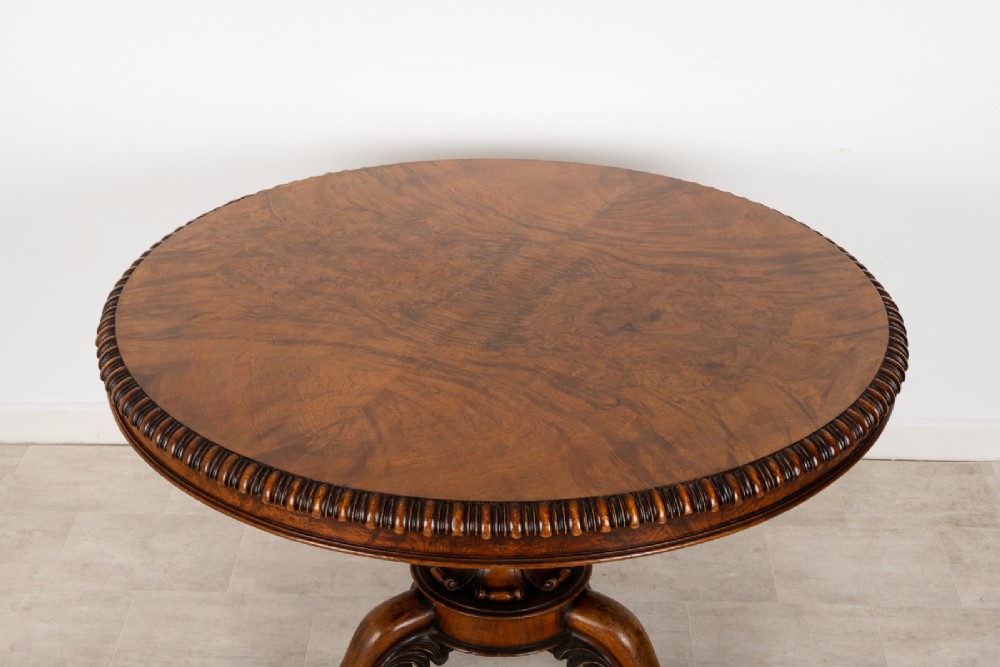 Antique Victorian Walnut Circular Centre Table On Tripod Base View VI