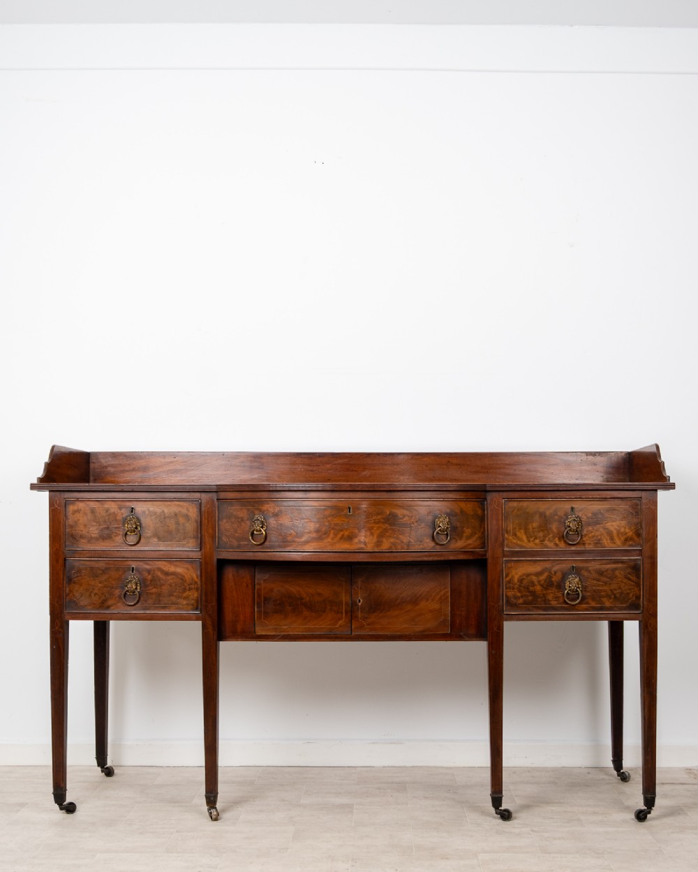 Antique Georgian Flame Mahogany Sideboard Server With Gallery Back c.1820