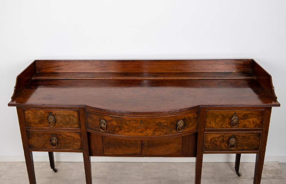 Antique Georgian Flame Mahogany Sideboard Server With Gallery Back c.1820 View II