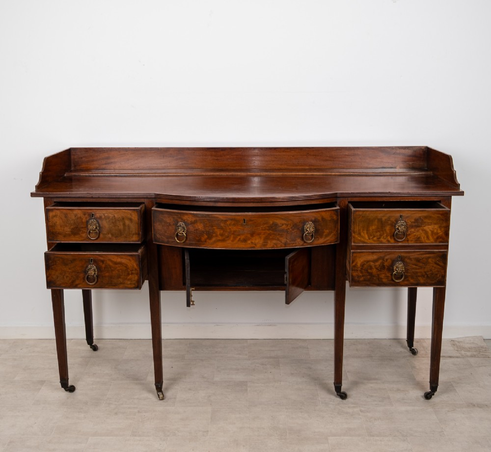 Antique Georgian Flame Mahogany Sideboard Server With Gallery Back c.1820 View III