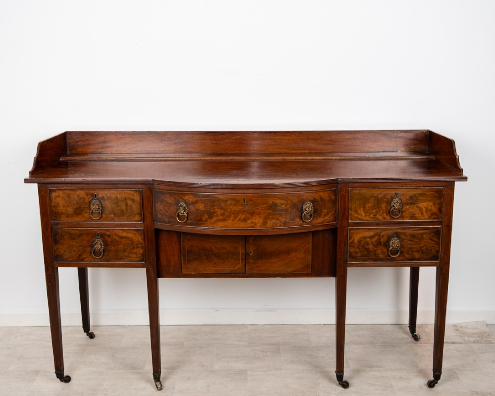 Antique Georgian Flame Mahogany Sideboard Server With Gallery Back c.1820 View IV