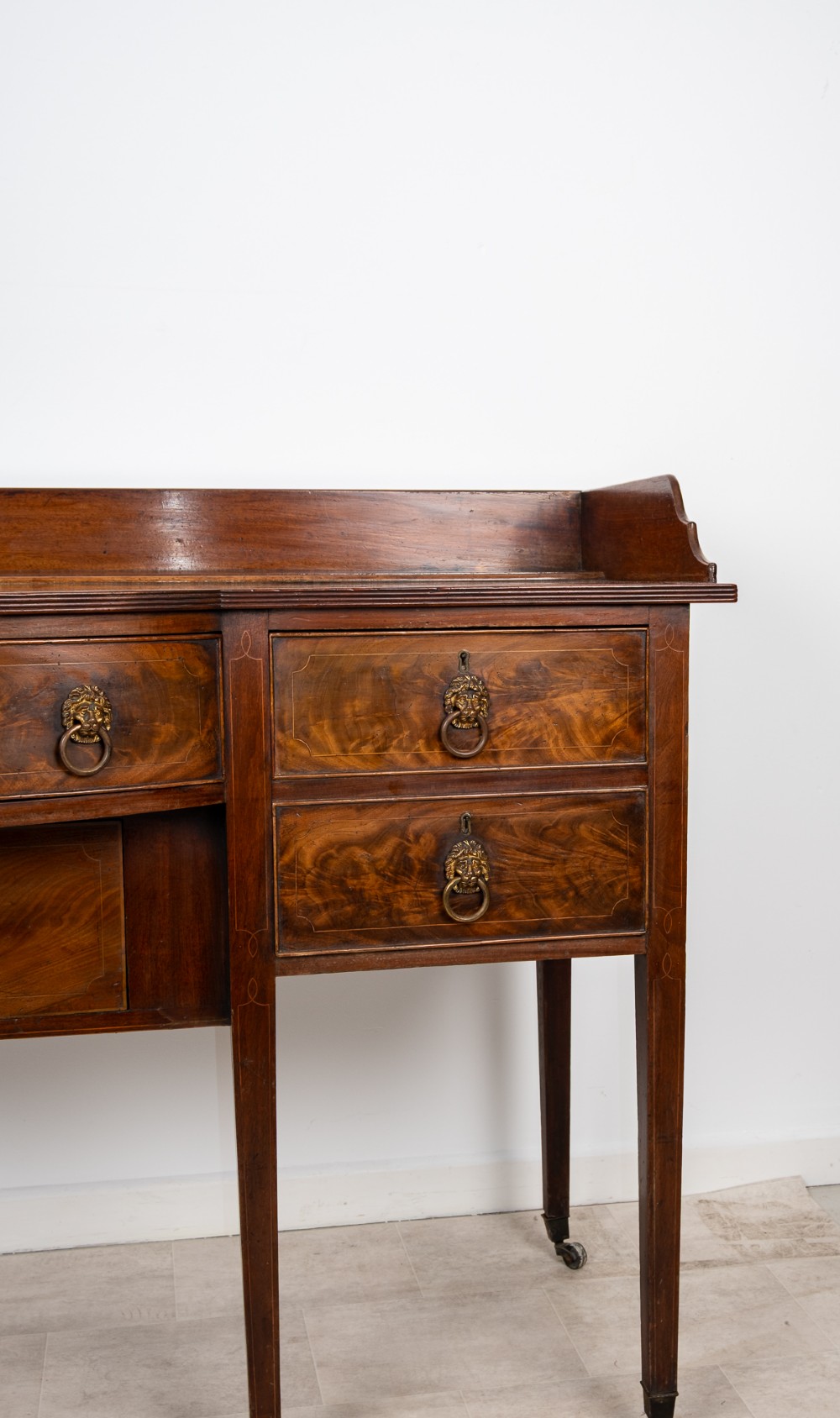 Antique Georgian Flame Mahogany Sideboard Server With Gallery Back c.1820 View V