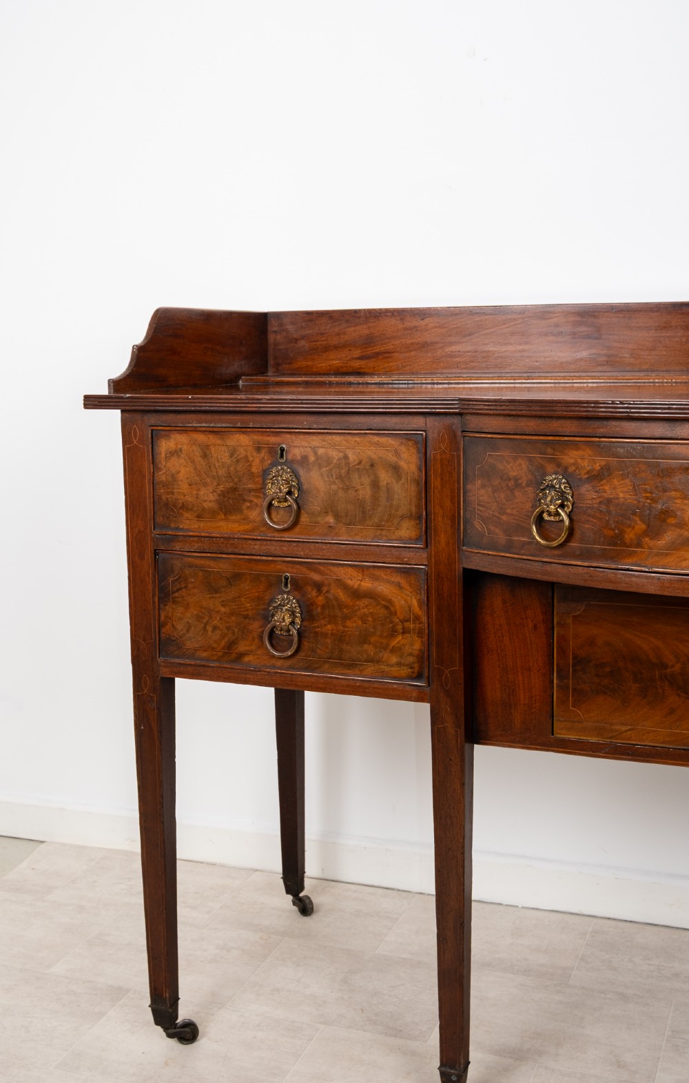 Antique Georgian Flame Mahogany Sideboard Server With Gallery Back c.1820 View VI