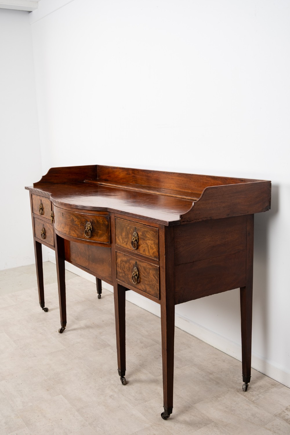 Antique Georgian Flame Mahogany Sideboard Server With Gallery Back c.1820 View VII