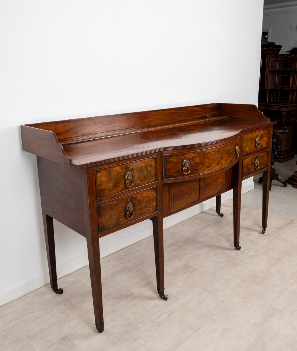 Antique Georgian Flame Mahogany Sideboard Server With Gallery Back c.1820 View VIII