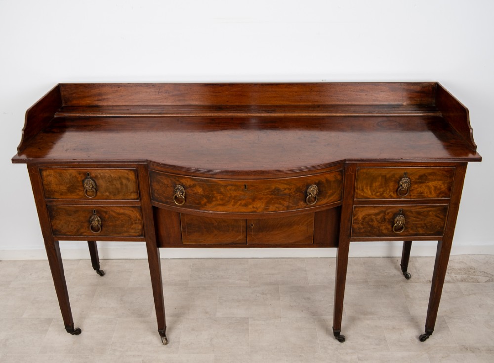 Antique Georgian Flame Mahogany Sideboard Server With Gallery Back c.1820 View IX