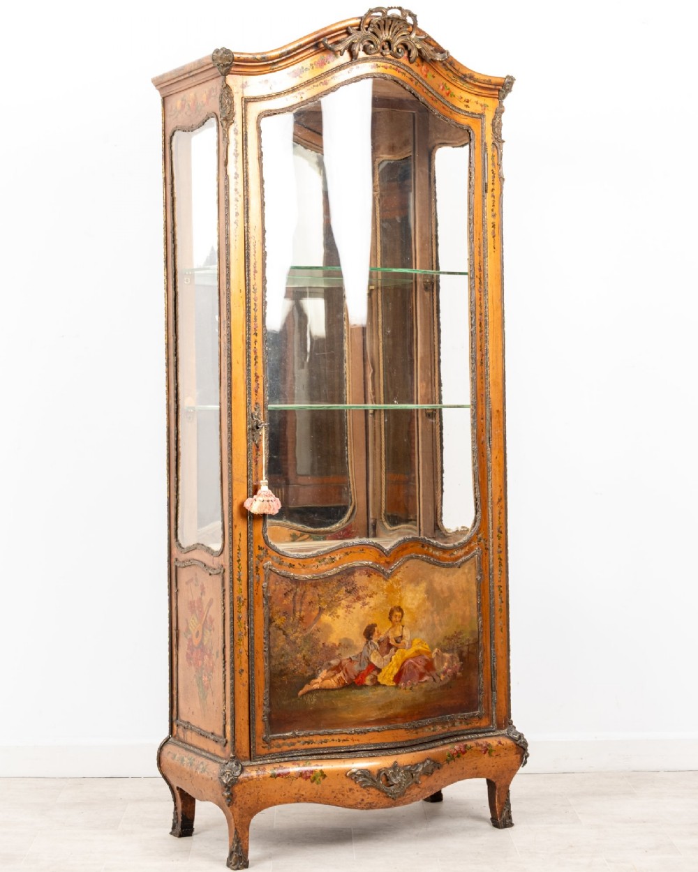 Antique Gilt Painted Display Cabinet Vitrine c.1900 View II