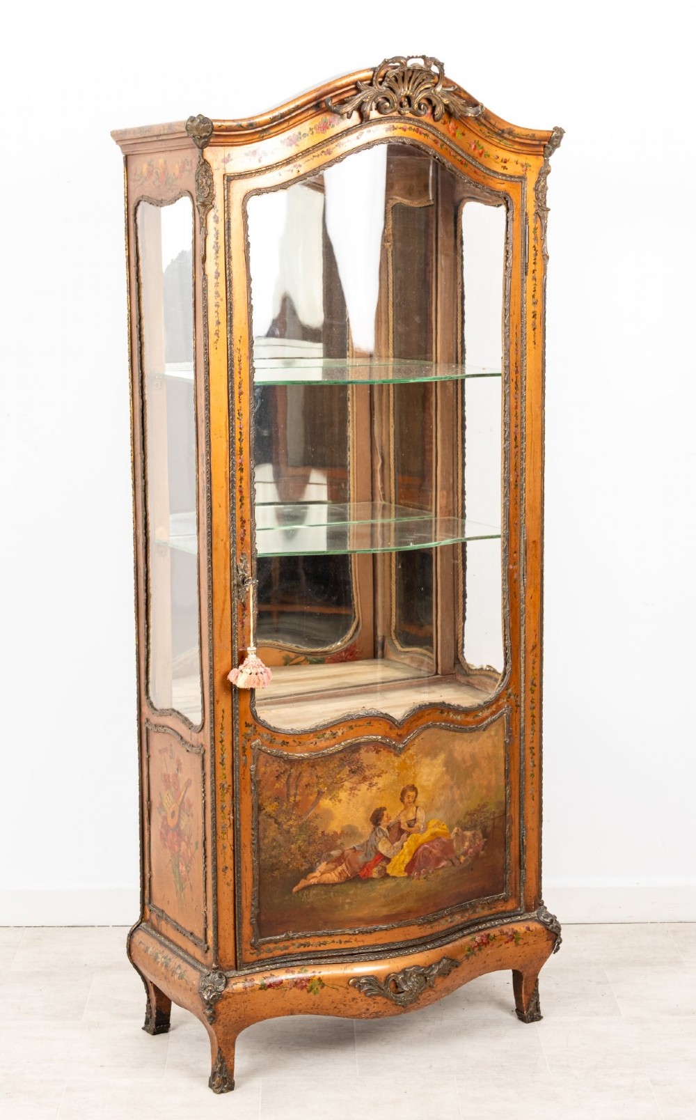Antique Gilt Painted Display Cabinet Vitrine c.1900 View III