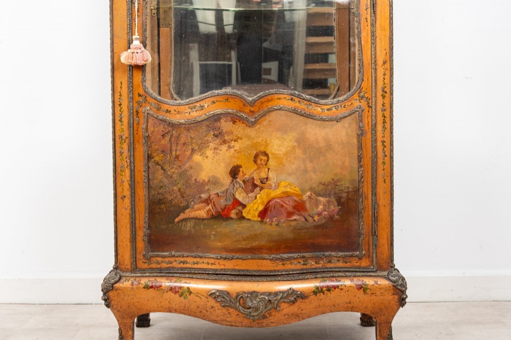 Antique Gilt Painted Display Cabinet Vitrine c.1900 View V