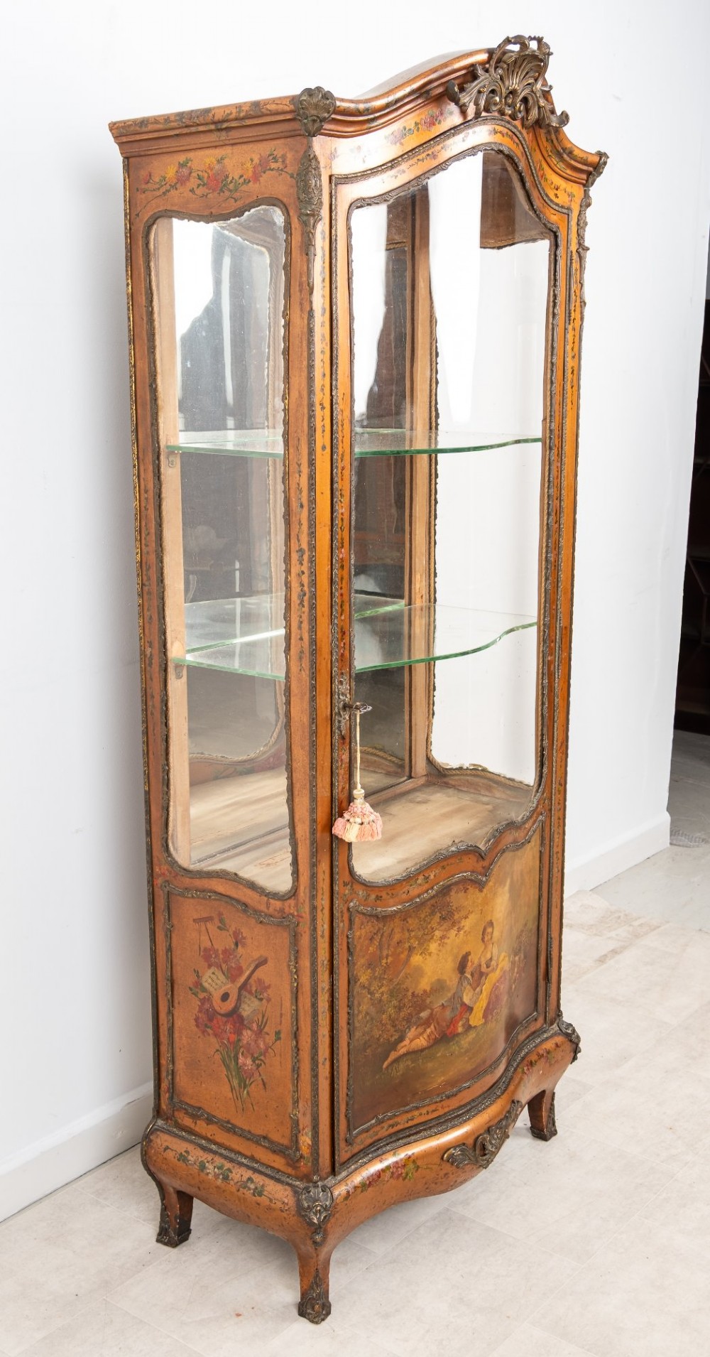 Antique Gilt Painted Display Cabinet Vitrine c.1900 View VI