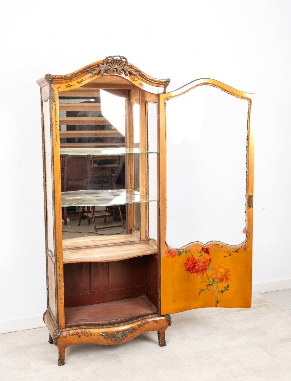 Antique Gilt Painted Display Cabinet Vitrine c.1900 View VIII