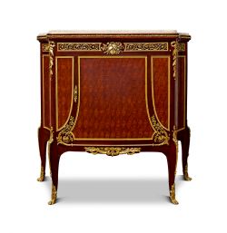 STUNNING QUALITY FRENCH GILT BRONZE MABLE TOP SIDE CABINET IN MANNER OF FRANCOIS LINKE
