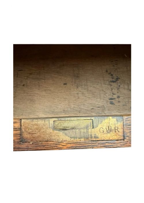 ANTIQUE SOLID OAK GOVERNMENT DESK LEATHER TOP WRITING OFFICE TABLE - ADDITIONAL PHOTO 6
