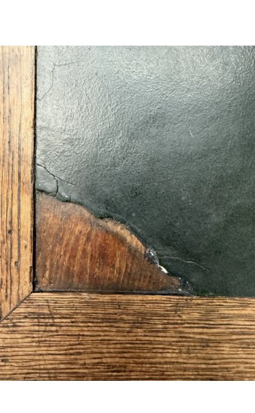 ANTIQUE SOLID OAK GOVERNMENT DESK LEATHER TOP WRITING OFFICE TABLE - ADDITIONAL PHOTO 7