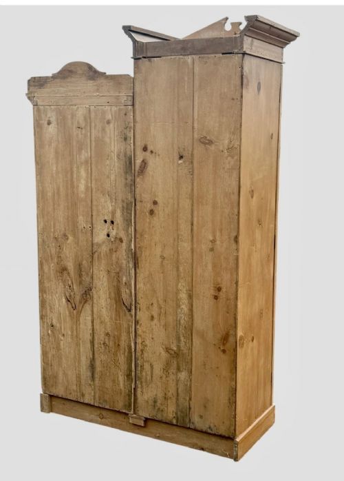 ANTIQUE VICTORIAN PINE CHIFFEROBE WARDROBE RUSTIC COUNTRY STORAGE - ADDITIONAL PHOTO 4