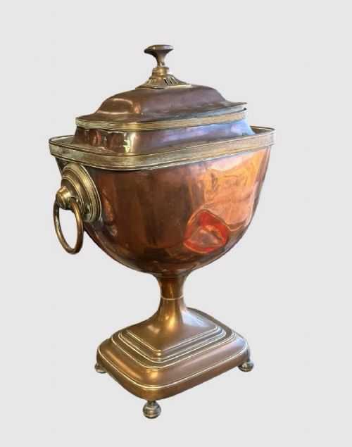 ANTIQUE COPPER AND BRASS SAMOVAR TRADITIONAL TEA URN DECORATIVE COLLECTIBLE - ADDITIONAL PHOTO 3