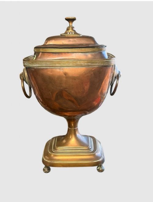 ANTIQUE COPPER AND BRASS SAMOVAR TRADITIONAL TEA URN DECORATIVE COLLECTIBLE - ADDITIONAL PHOTO 4