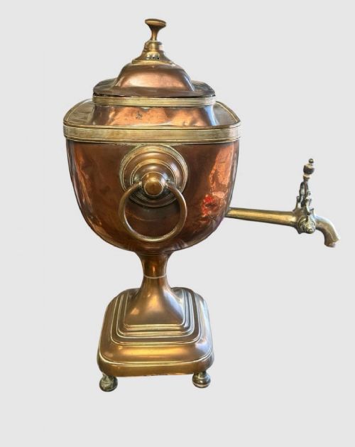 ANTIQUE COPPER AND BRASS SAMOVAR TRADITIONAL TEA URN DECORATIVE COLLECTIBLE - ADDITIONAL PHOTO 5